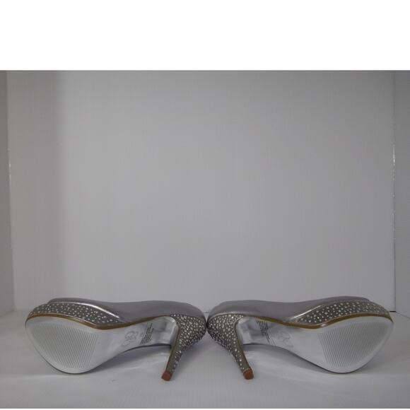 NWT Mariah Carey Pewter Leather Rhinestones 5" Stiletto Heel Pumps 7M - Picture 7 of 10
